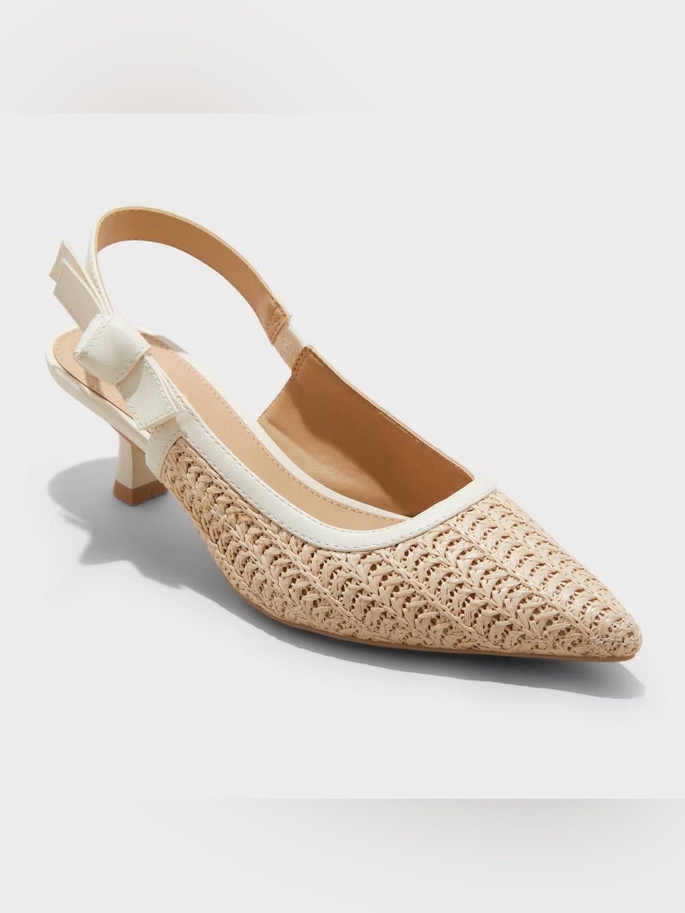 NWT A New Day Milan Raffia Slingback Heels Beige Cream Size 6.5